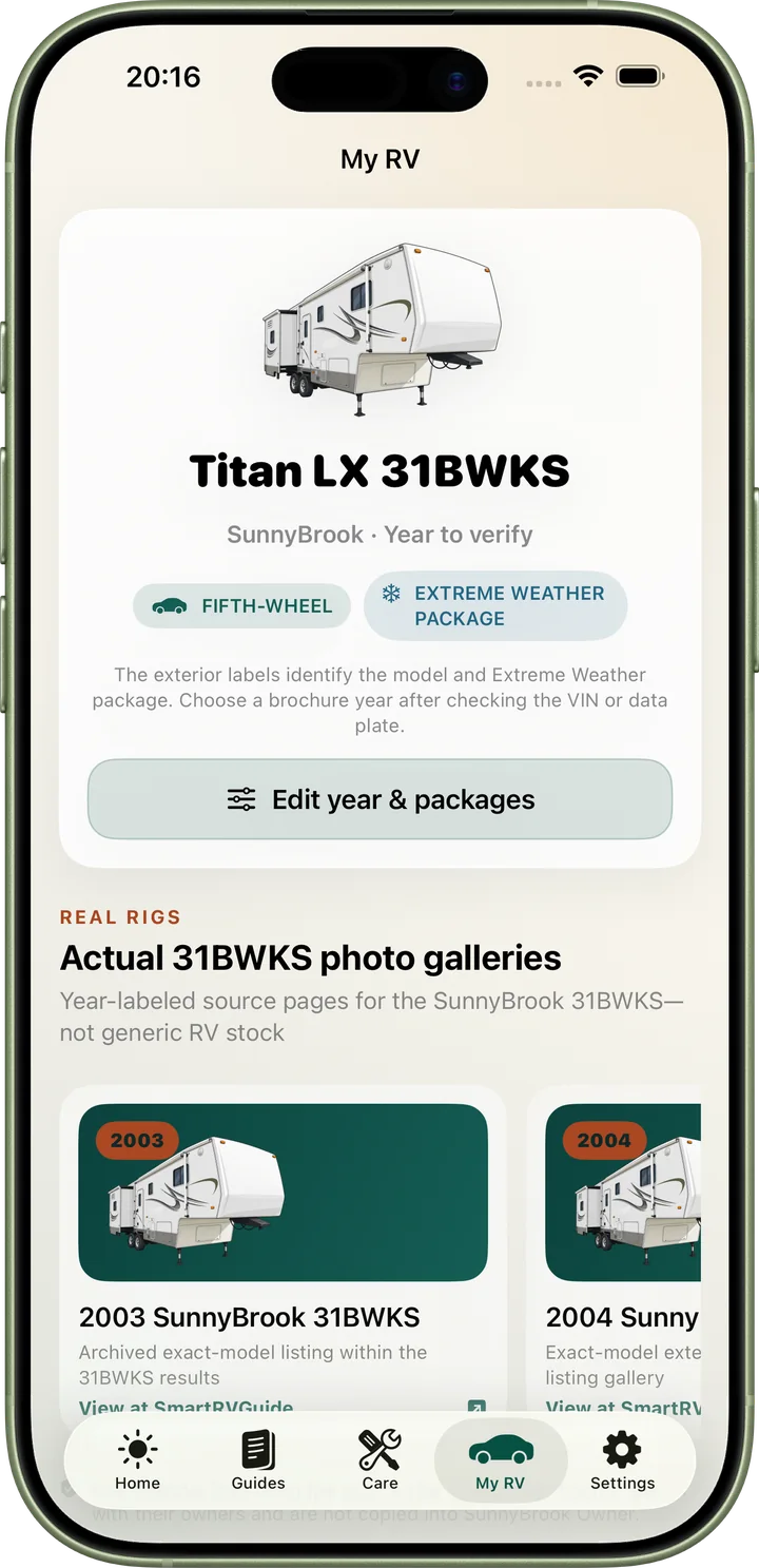 My RV profile screen